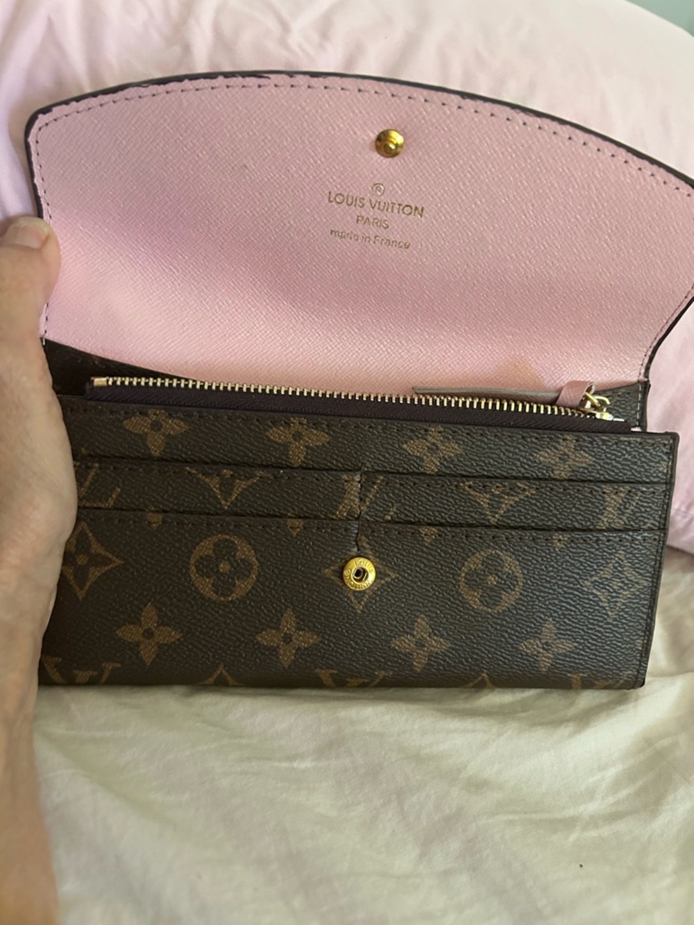 Louis Vuitton Brown Monogram Continental Wallet with Pink Button - Picture 3 of 6